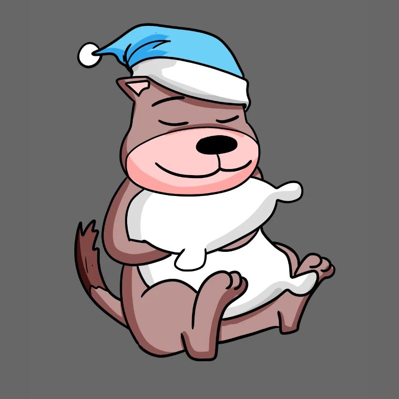 Weasel with pillow and sleeping cap