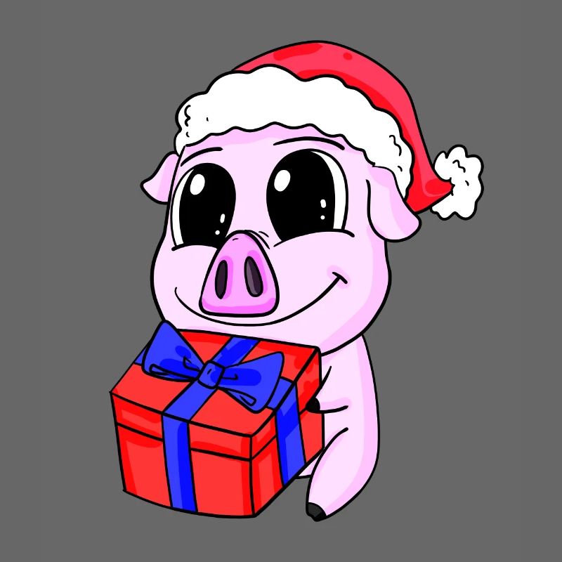 Cochon mignon avec cadeau - Noël