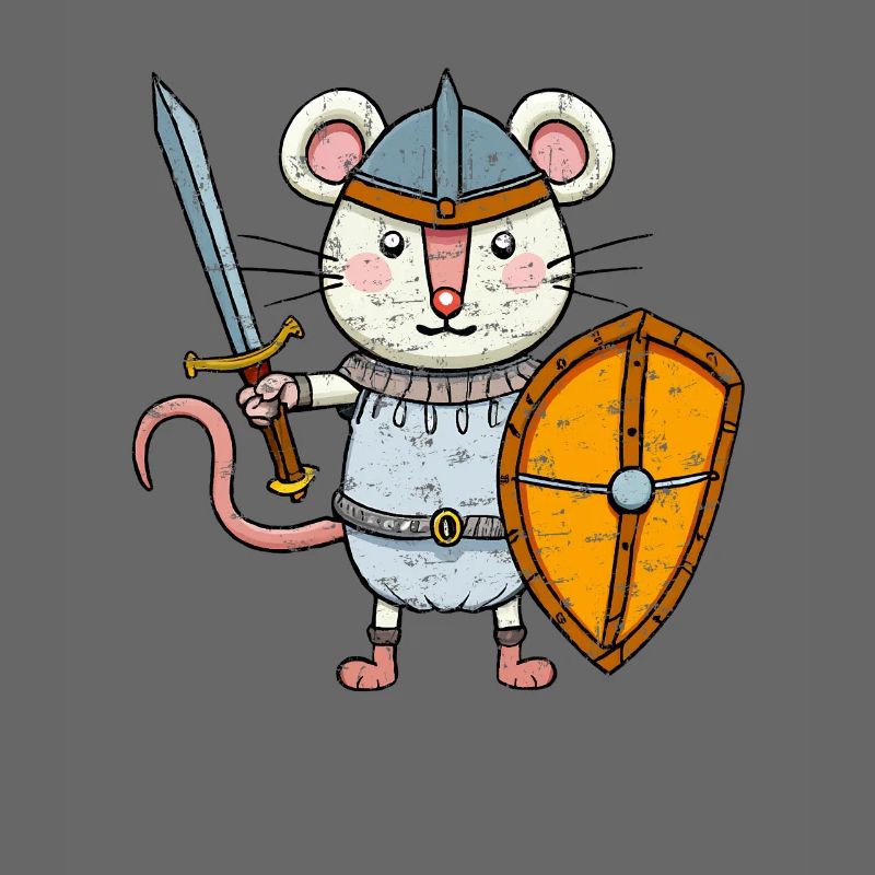 Cute Mouse with Sword and Shield Knight