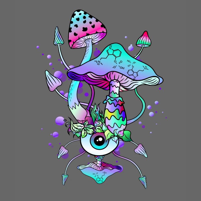 Trippy Neon Champignons Psychédéliques