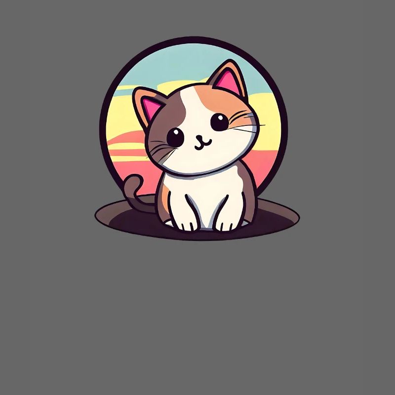 Chat mignon avec fond de coucher de soleil
