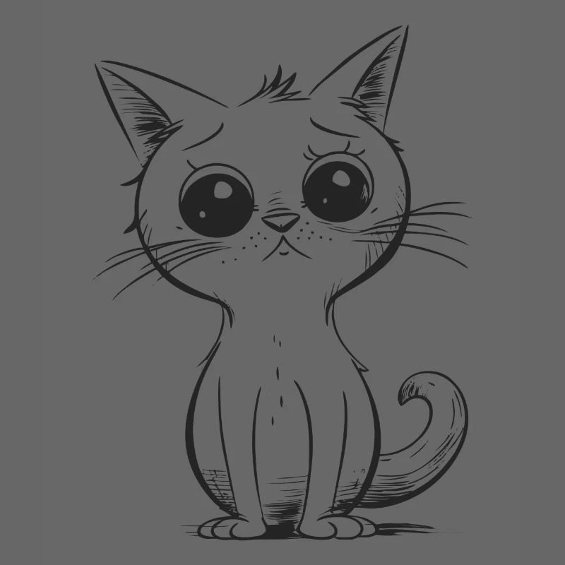 Chat de dessin animé mignon triste