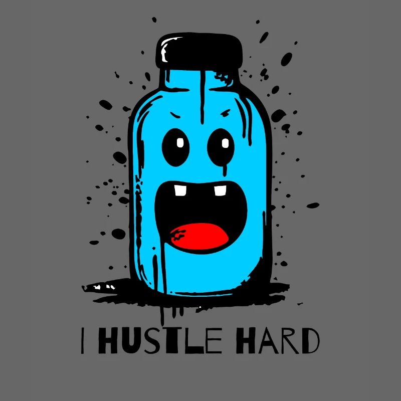 "I Hustle Hard" bottle
