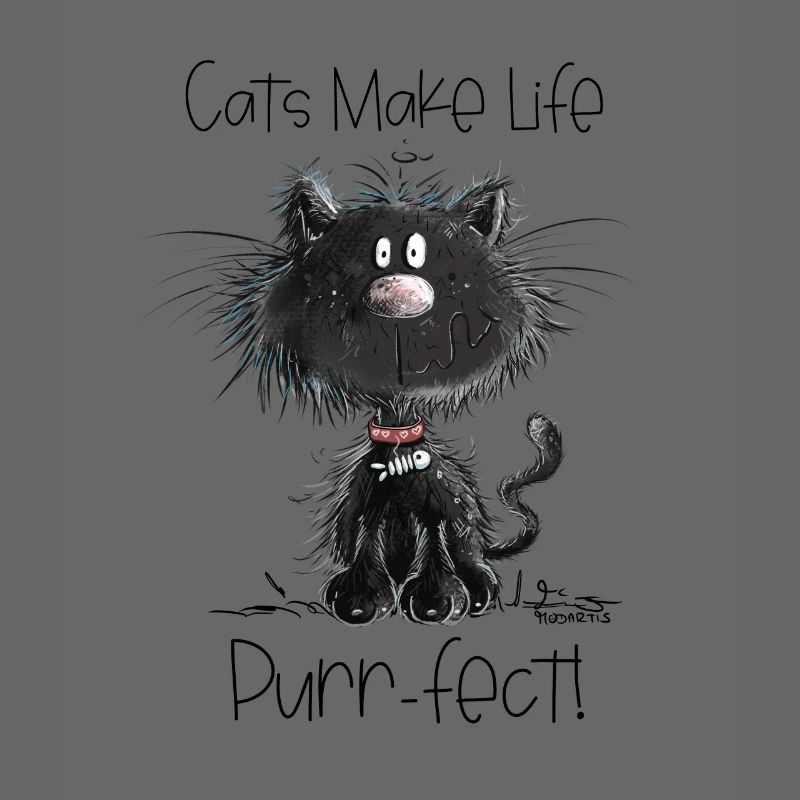 Drollige Schwarze Katze Mit Katzen Spruch