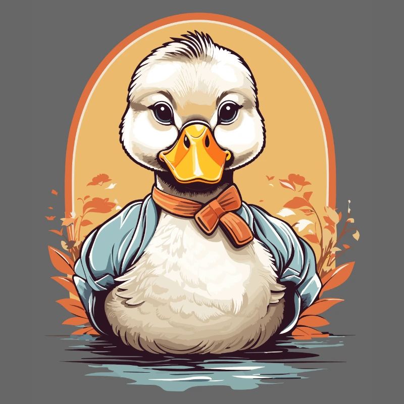 Cute duck with bow