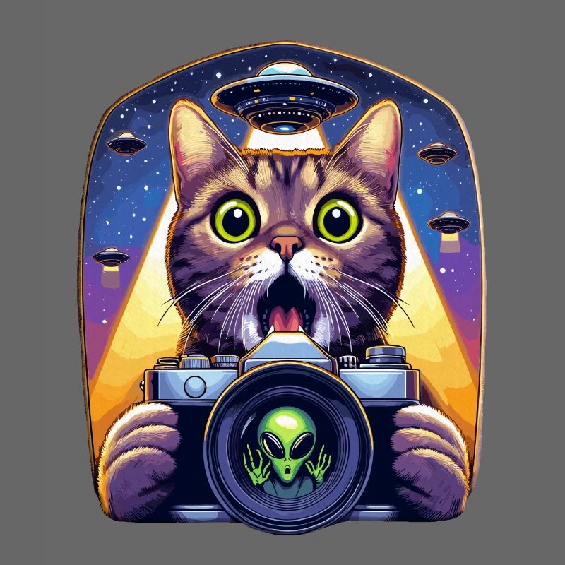 Funny Scared Cat With UFO Alien Attack 3D Effect