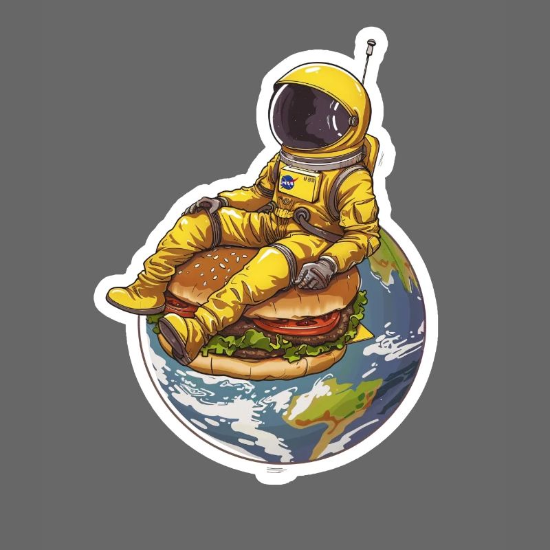 Astronaute doré sur Burger – Design alimentaire spatial