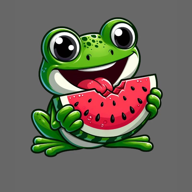 Grenouille Avec Pastèque Fruité Drôle
