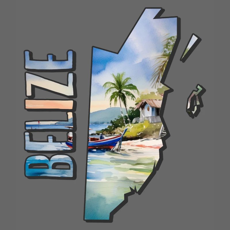 Watercolor Map Belize