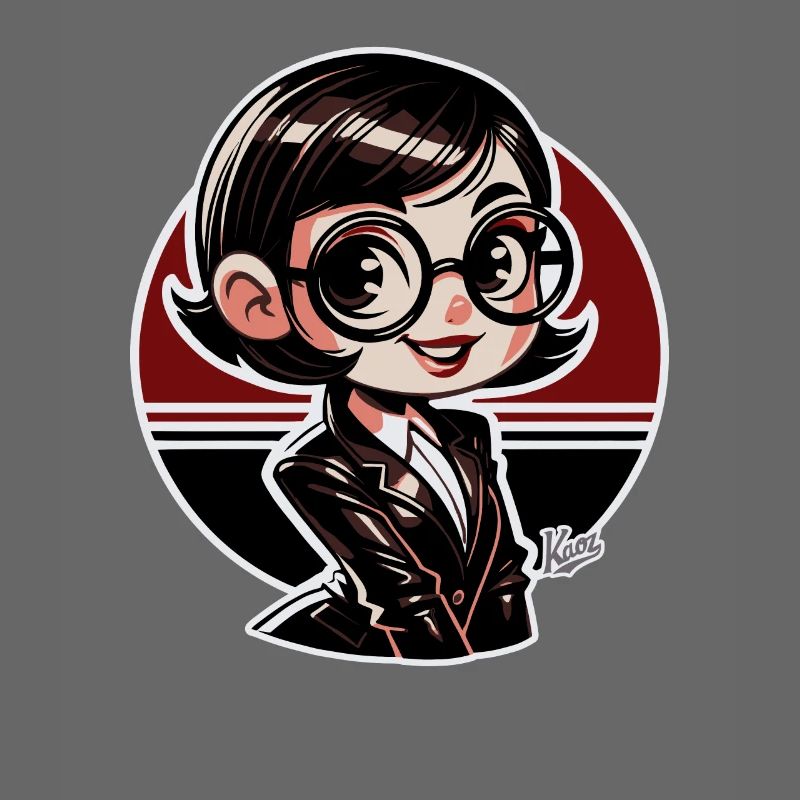 Chibi-cute nerdy retro book lover