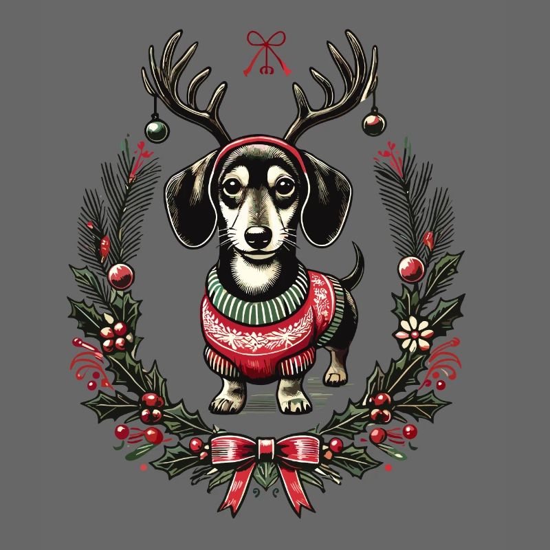 Fröhlicher Dackel Im Weihnachtspullover