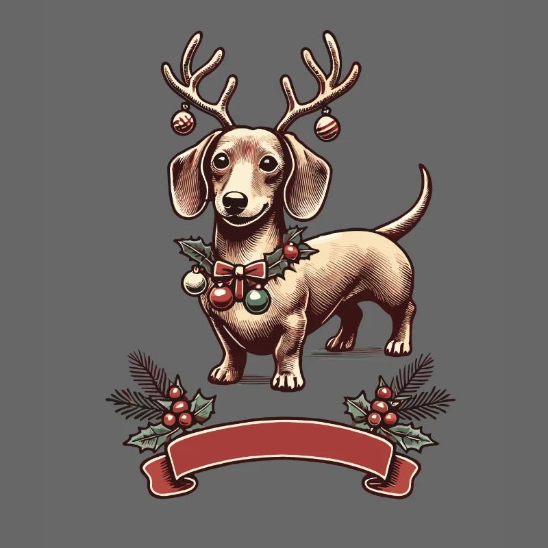 Teckel de Noël avec bois