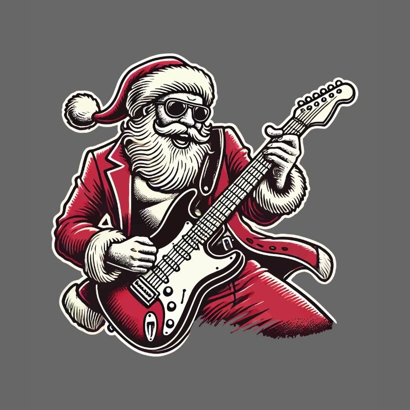 Rockender Weihnachtsmann Mit E-Gitarre