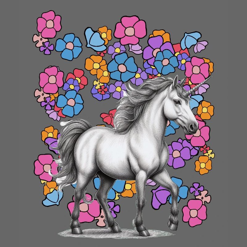 Licorne Cheval Fleurs Printemps Fleur