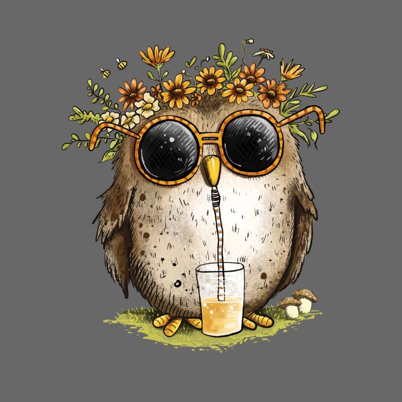 Eule mit Sonnenbrille Und Limonade