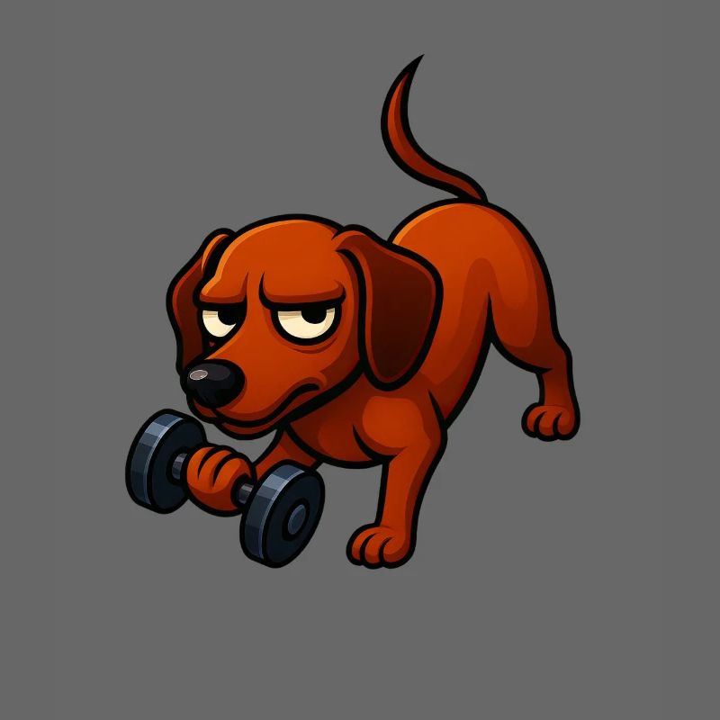 Energetic Dachshund with Dumbbell Comic Motivation