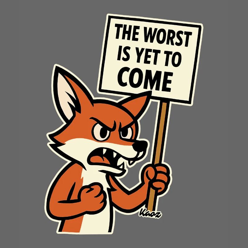 Angry fox protests and warns