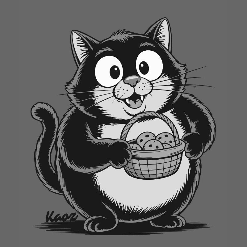 Dicke Katze mit Keks Snacks