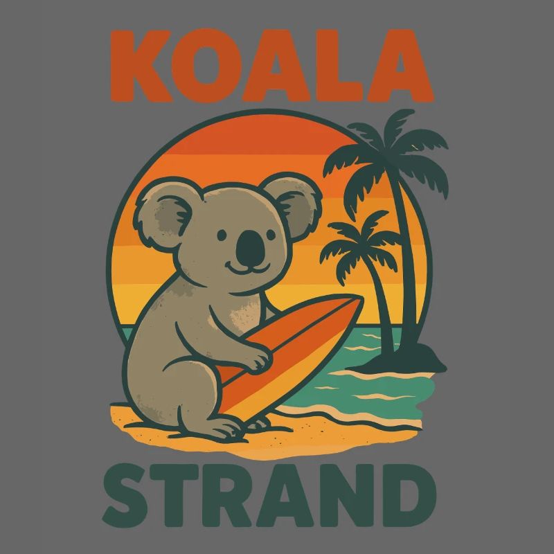 Koala Surfing Dimanche Vacances Plage Vacances Rétro
