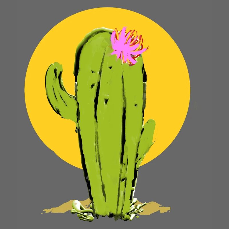 Cactus avec fleur abstraite