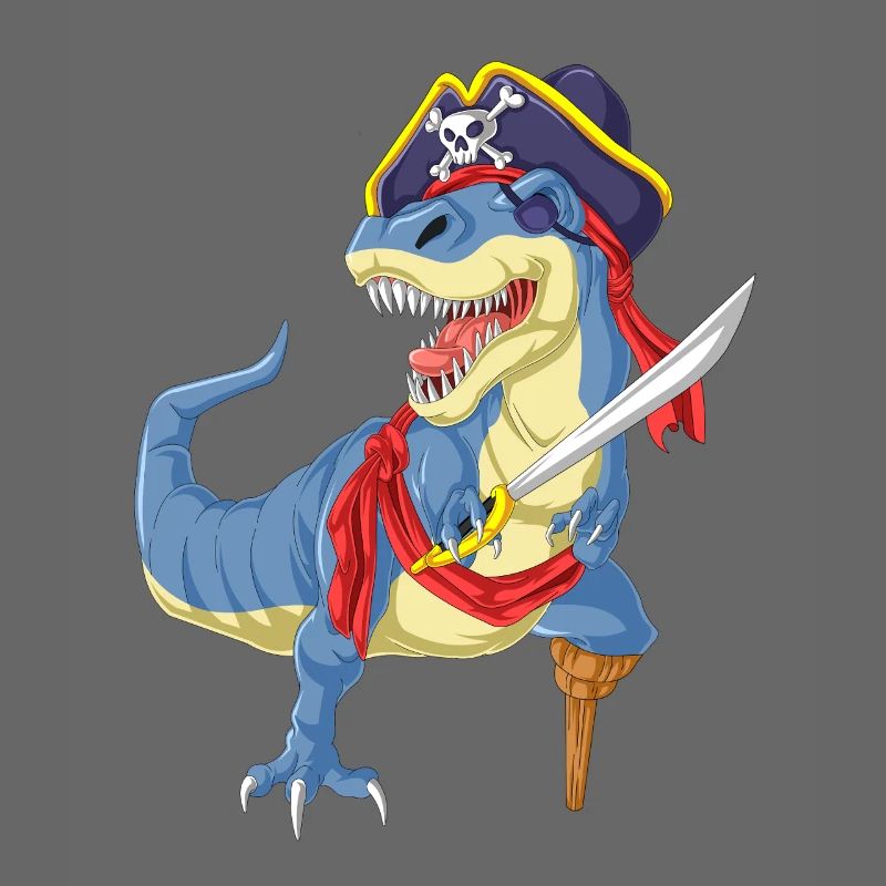 Pirate T-Rex Dinosaur Funny Tee