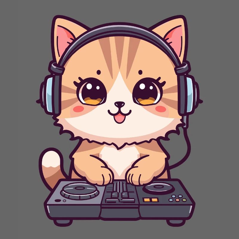 Chat comme DJ avec des écouteurs