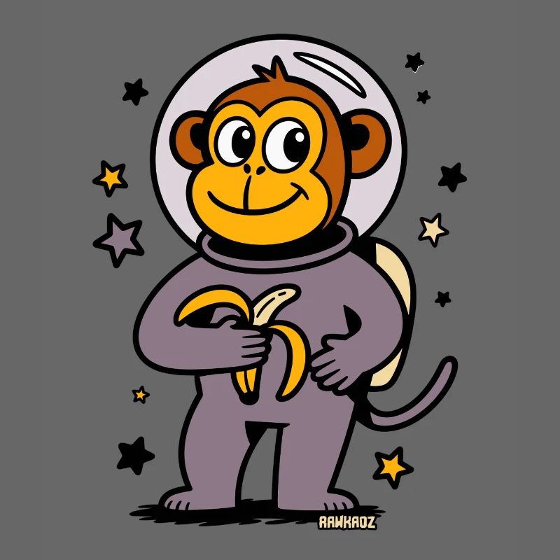 Fusées singe astronaute avec banane