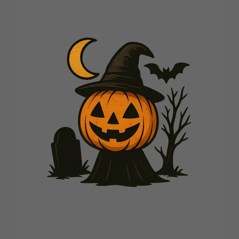 Halloween Pumpkin with Witch Hat