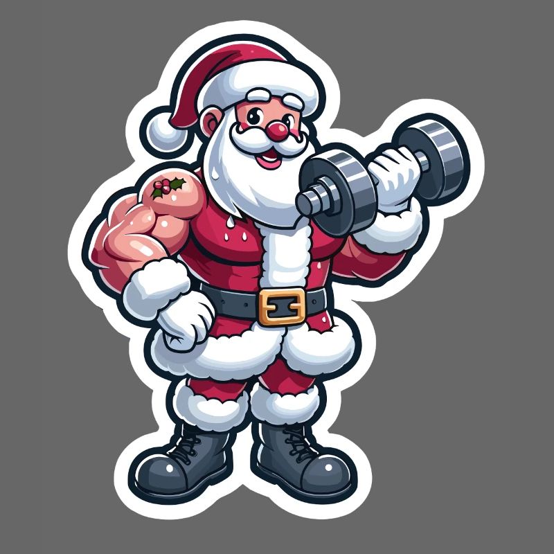 Santa Krafttraining Sticker