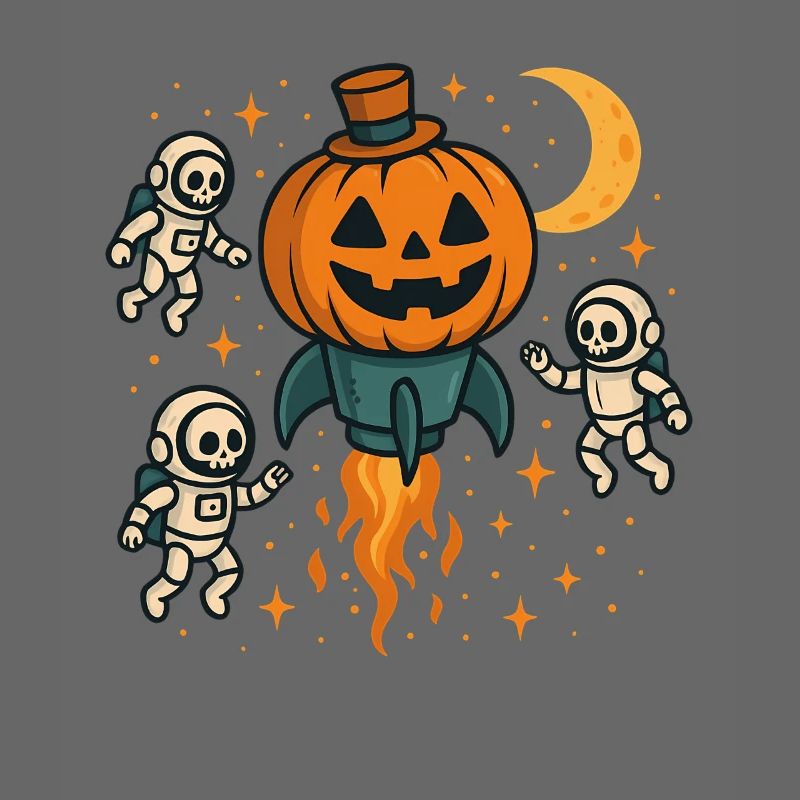 Halloween Rocket Pumpkin in Space