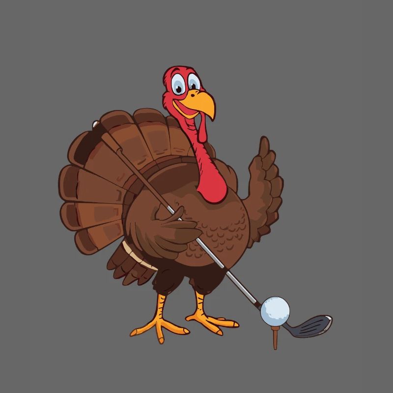 Funny Turkey Playing Golf