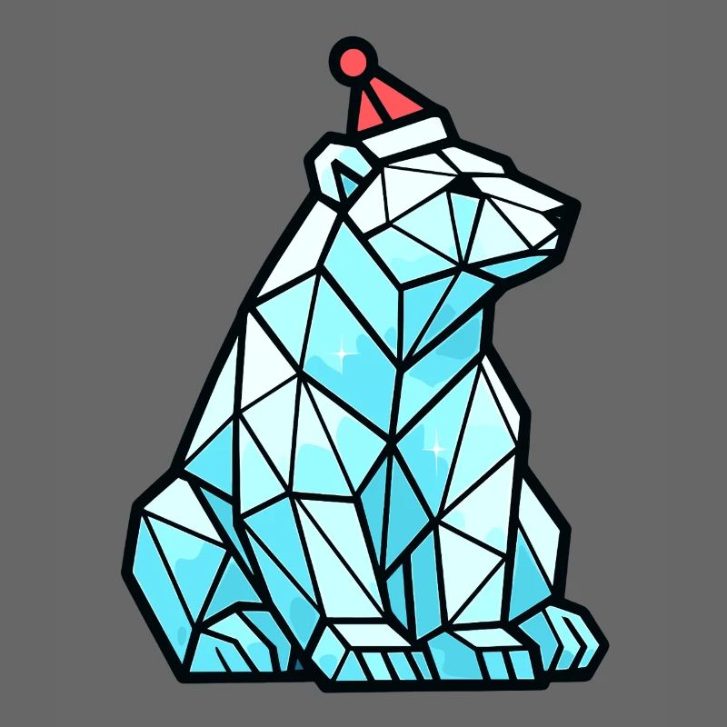 Polygon Eisbär mit Weihnachtsmütze