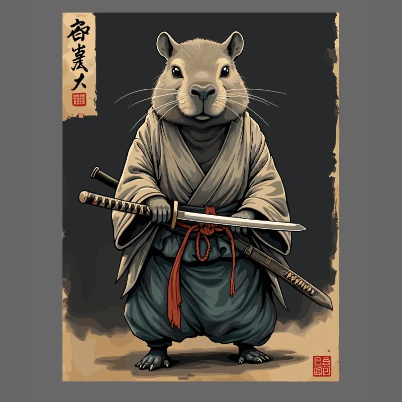 Samouraï Cappibara avec Katana