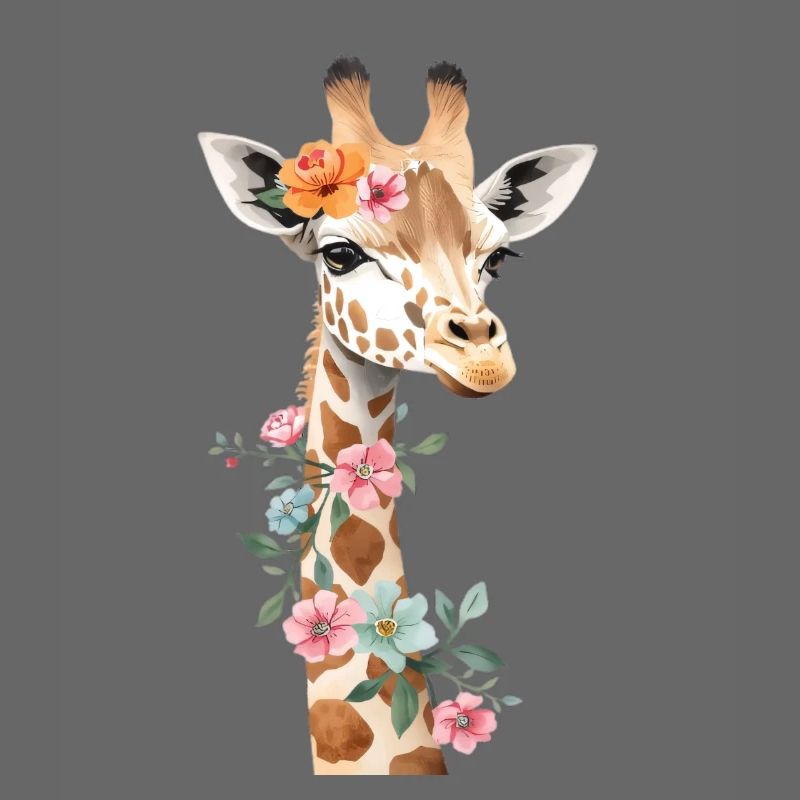 Giraffe mit Blumenkrone