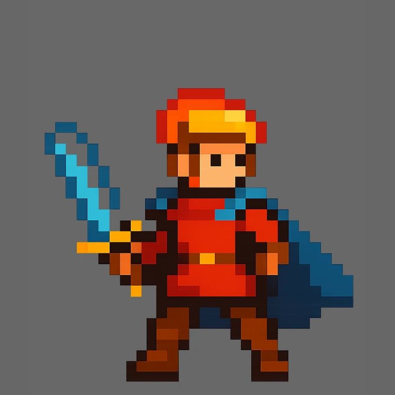Chevalier Pixel avec épée et cape