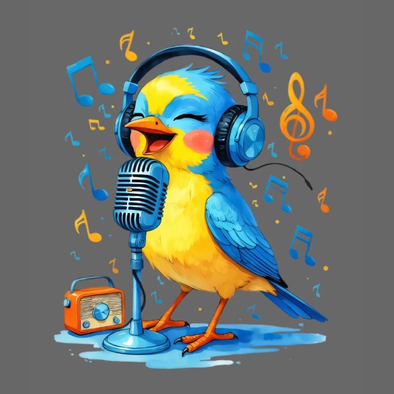 Karaoke Vogel mit Kopfhörern