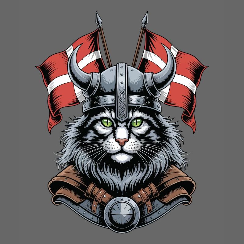 Wikingerkatze mit Helm