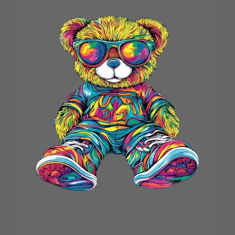 Bunter Bären-Teddy mit Sonnenbrille