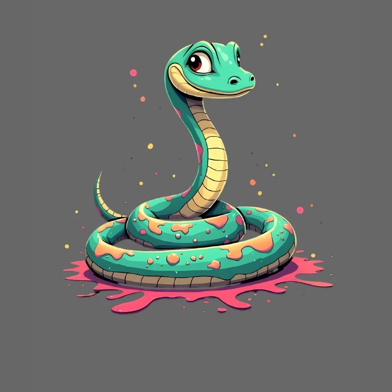 Teal snake with paint splashes
