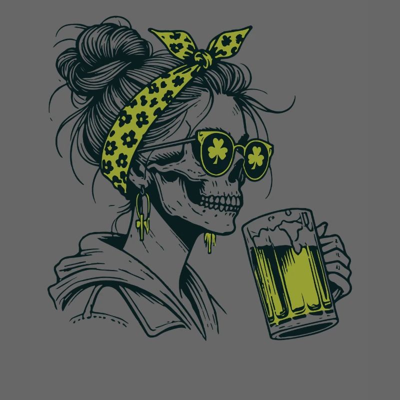 Squelette de trèfle avec bière, Saint Patrick drôle