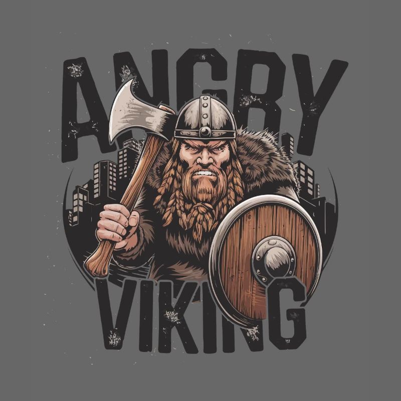 Angry Viking with Axe and Shield