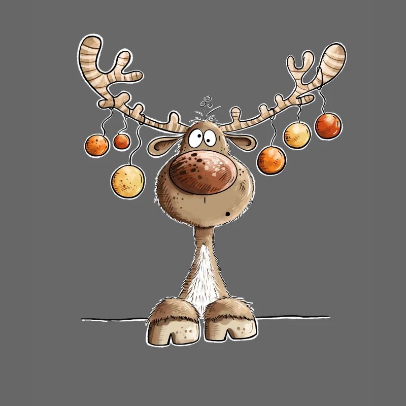 Niedliches Rentier mit Weihnachtskugeln