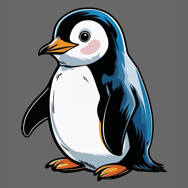 Comic Penguin Blue Tone