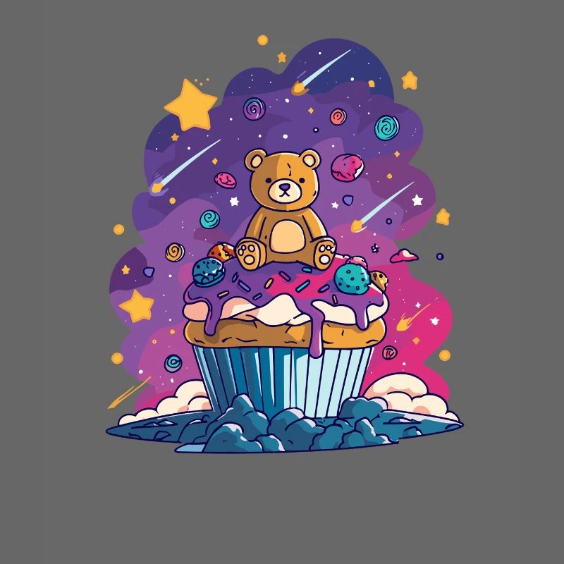 Teddybär Cupcake im Kosmos