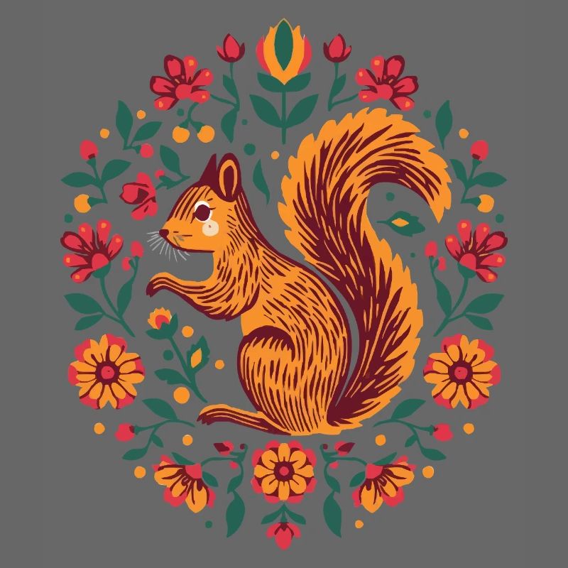 Eichhörnchen im Blumenkranz