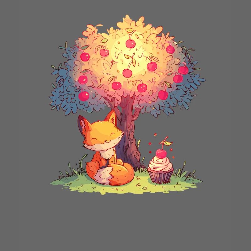 Fuchs am Apfelbaum mit Cupcake