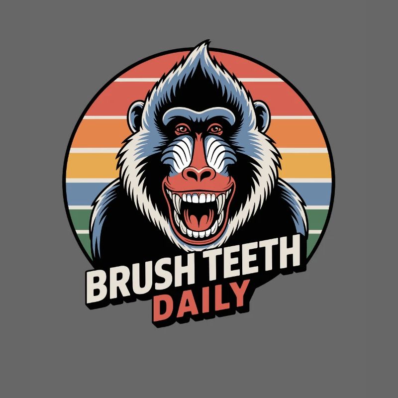 Daily Brushing Teeth Mandrill Monkey