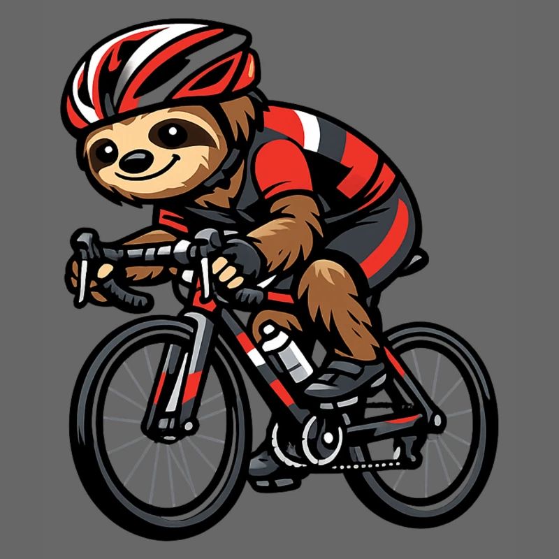 Rennrad-Sloth mit Helm