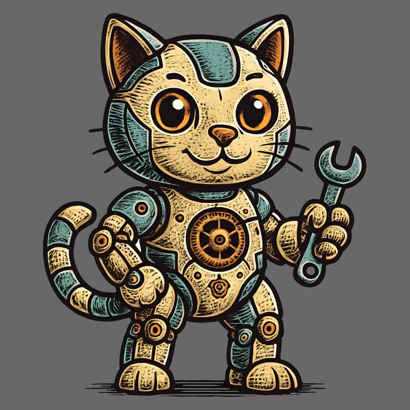 Steampunk-Katze Schrauberheld