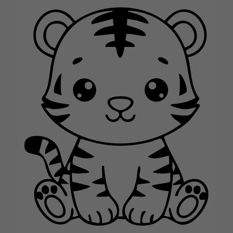 Petit tigre mignon – Petit noir et blanc